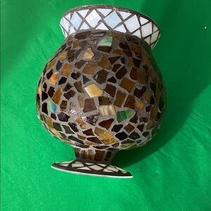 Mosaic Glass Vase with Multicolor Tiles